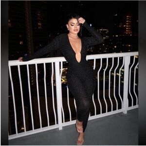 Oh Polly Midnight Black Sparkle Jumpsuit